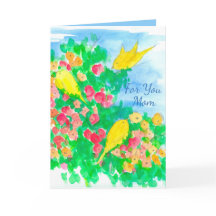 Gult Fågelblommor med vattenfärg Flowers Lycklig M