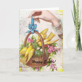 Gult Fåglar i Basket, Påsk Helgkort