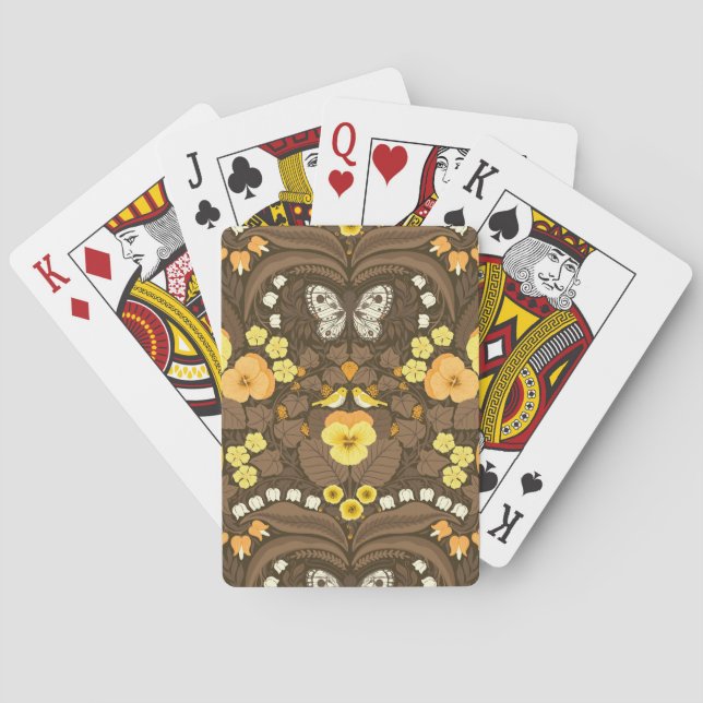 Gult, fåglar och fjärilar casinokort (Baksidan)