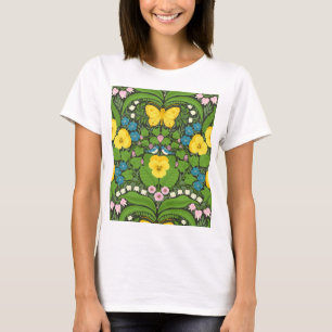 Gult, fåglar och fjärilar t shirt