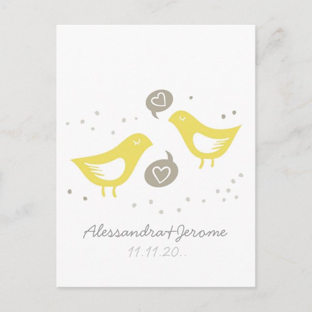 gult fåglar som pratar lämna en anteckning rådkort (Framsida)