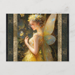 Gult Fairy Woman Fantasy Art Vykort