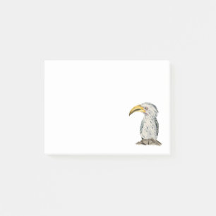 Gult-Fakturerad Hornbillvattenfärgmålning Post-it Block