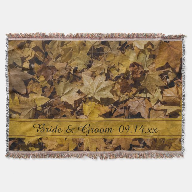 Gult Fallen Löv Hösten Bröllop Mysfilt (Framsidan)