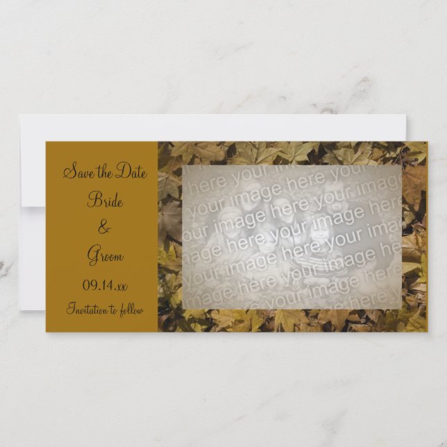 Gult Fallen Löv Spara datumfotokortet Datumet (Framsida)