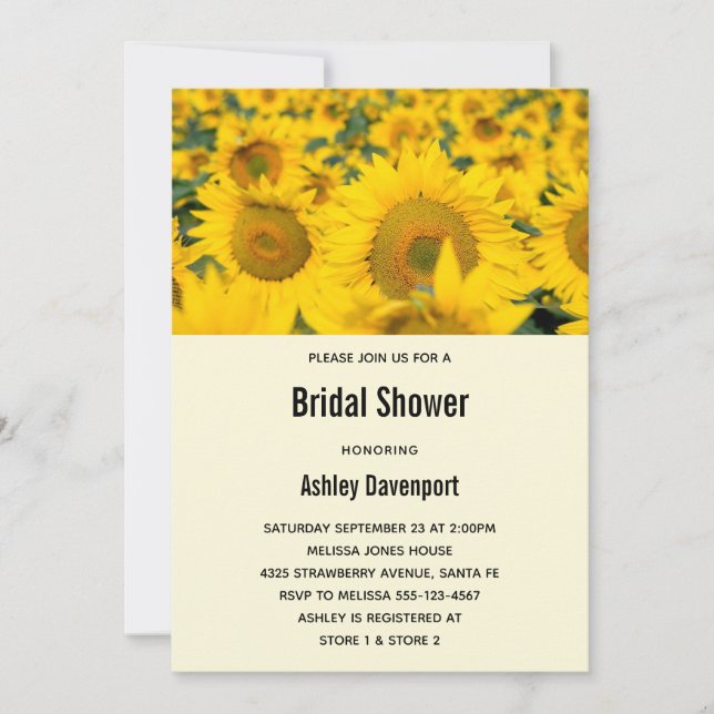 Gult Fält av solblommor Inbjudningar (Framsida)