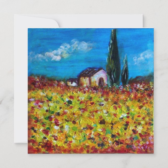 GULT FÄLT, röd grön violett vit Inbjudningar (Framsida)