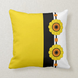 Gult Färg blockerad och Blommigt Kudde