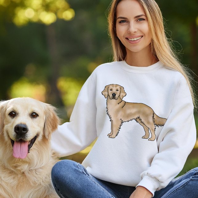 Gult Färg Golden Retriever Hund Illustration T Shirt (Please note: This image is a digital mockup.)