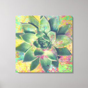 Gult Färg Patch Succulent Canvas Art