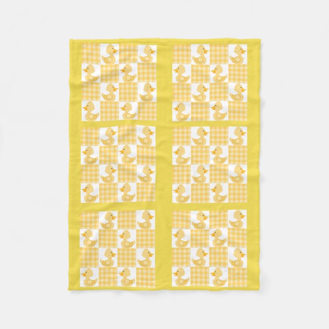 Gult Färg Quilt Duckies design Fleece Blanket (Framsidan)
