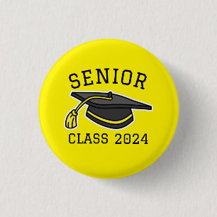 GULT FÄRG SENIOR CLASS 2024 STUDENTEN KNAPP