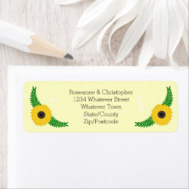 Gult Färgad Solrosdesign Bröllop Returadress Etikett