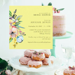 Gult Färgfylld Blommigt Möhippa på kvadrat Inbjudningar