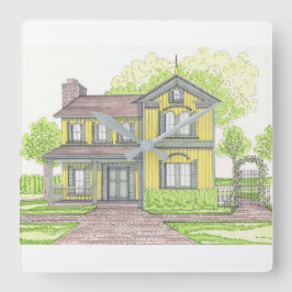 Gult Farmhouse Wall Clock Fyrkantig Klocka