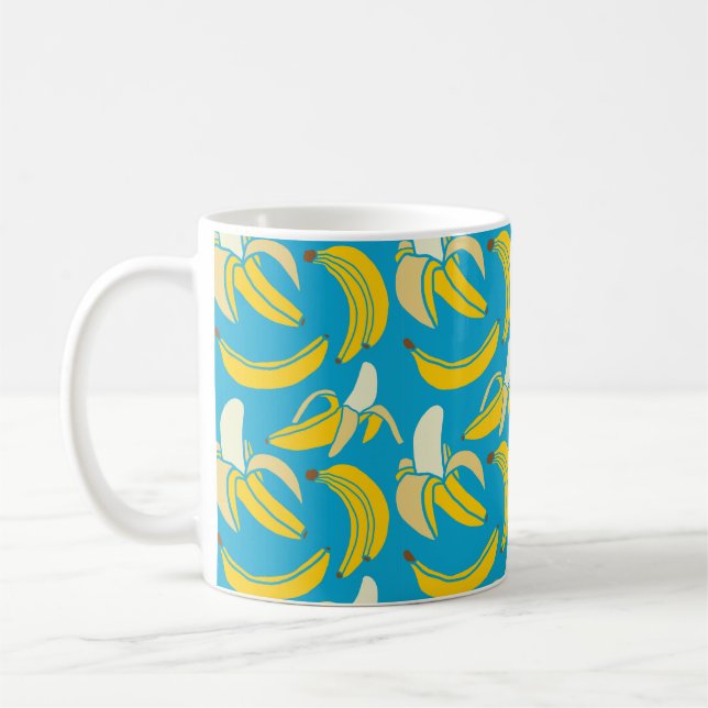 gult Färsk frukt, tropiska bananpatroner, sömlös p Kaffemugg (Vänster)