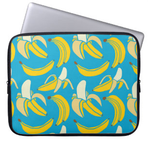 gult Färsk frukt, tropiska bananpatroner, sömlös p Laptop Fodral