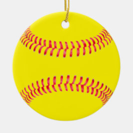 Gult Fastpitch Softball Round jul Ornament