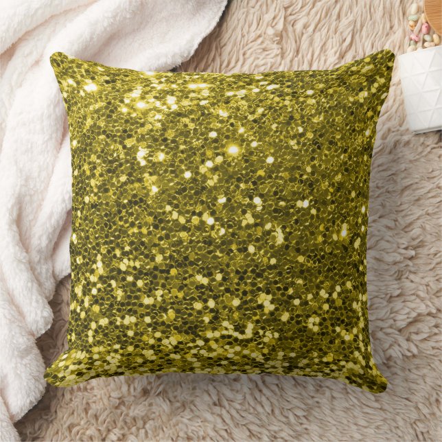 Gult Faux Sequin Glitter Dekorativ kudde (Filt)
