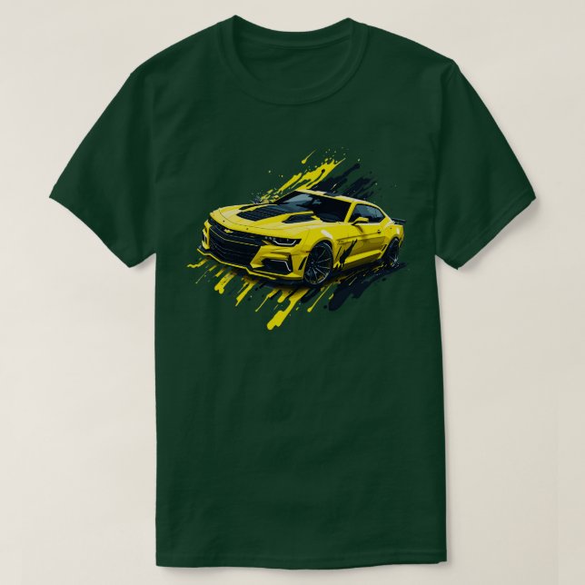 Gult Femte Generation Chevrolet Camaro T Shirt (Design framsida)