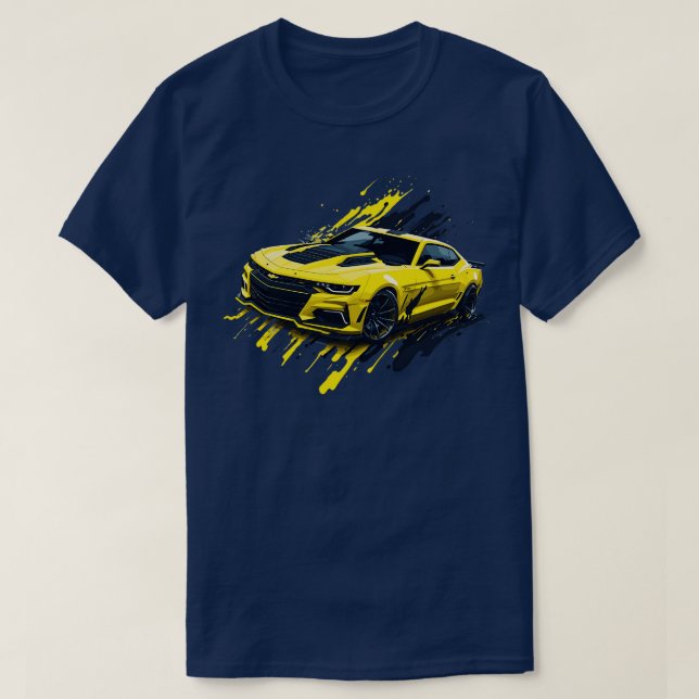 Gult Femte Generation Chevrolet Camaro T Shirt (Design framsida)