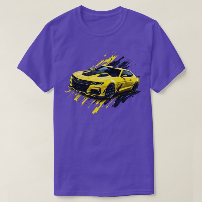Gult Femte Generation Chevrolet Camaro T Shirt (Design framsida)