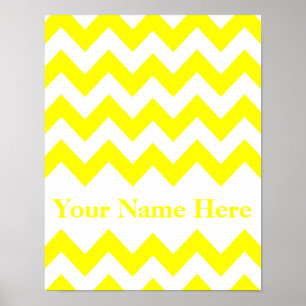 Gult Fet Chevron med monogram Poster