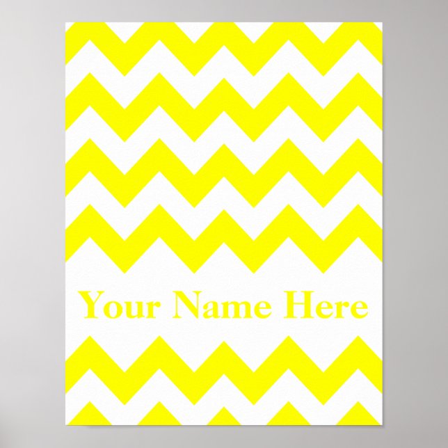 Gult Fet Chevron med monogram Poster (Framsidan)