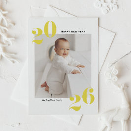 Gult fet typografi 2025 - nyårfoto helgkort