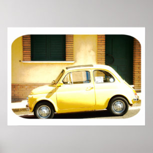 Gult Fiat 500, Cinquecento, i Italien Poster