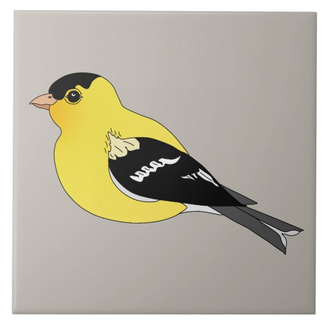 Gult Finch Graphic American Bird Ceramic Tile Kakelplatta (Framsidan)