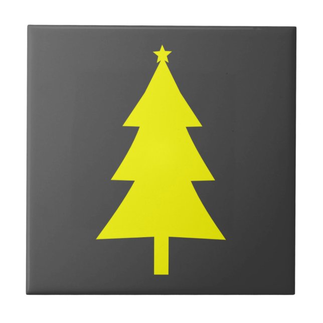 Gult Fir Julgran Kakelplatta (Framsidan)