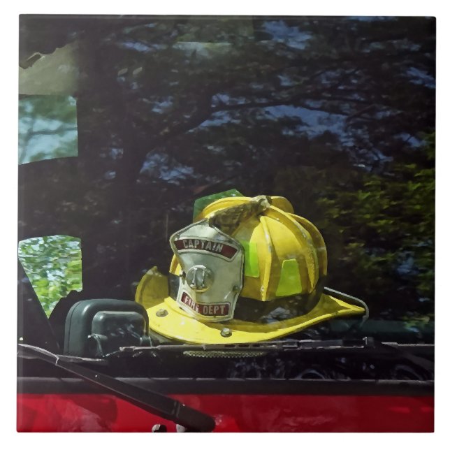 Gult Fire Kapten's Helmet Kakelplatta (Framsidan)