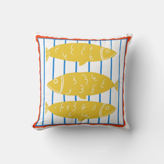 Gult Fish Pillow - New England Vibe Kudde (Framsida)
