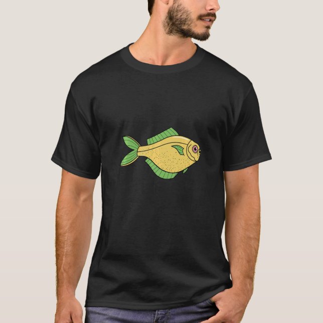 Gult fisk som simmar t shirt (Framsida)