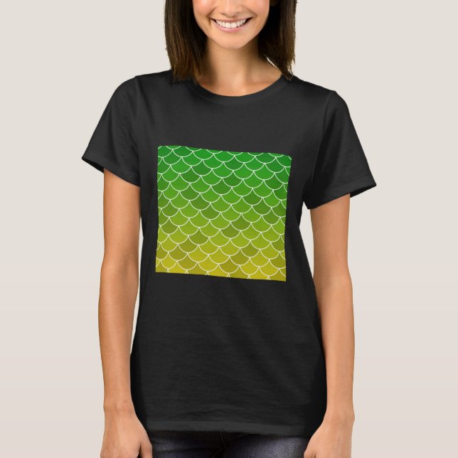 Gult fiskskalor långa t shirt (Framsida)