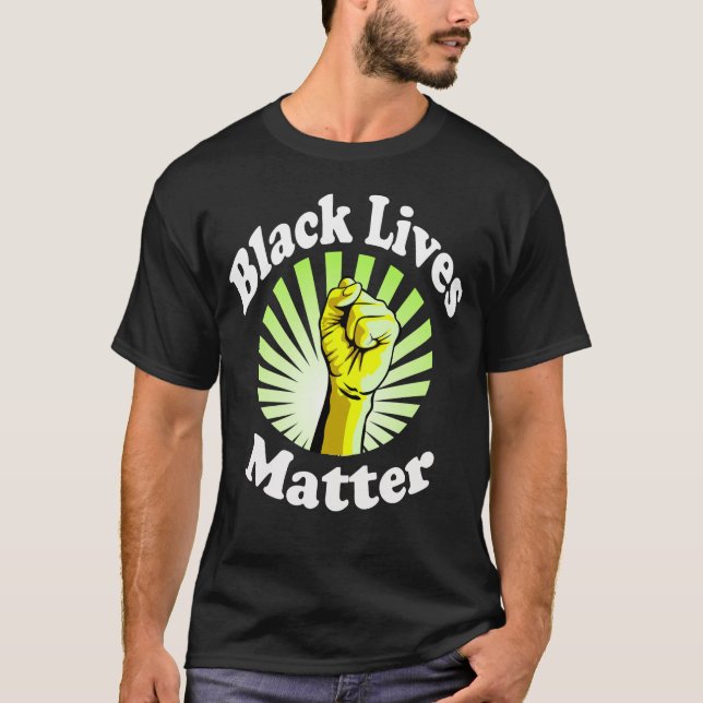 Gult Fist Black Lives Matter BLM T Shirt (Framsida)