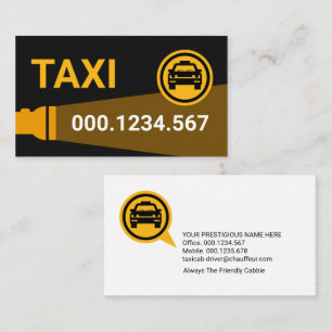 Gult Flashlight på Taxi Visitkort