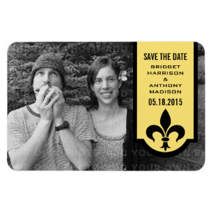 Gult Fleur De Lis Banner Spara datum magneter