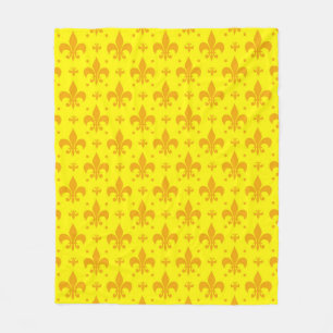 Gult Fleur-de-lis Mönster Design Fleecefilt