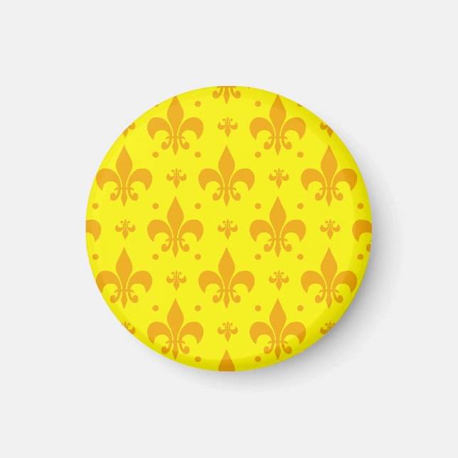 Gult Fleur-de-lis Mönster Design Magnet (Framsidan)