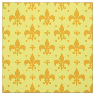 Gult Fleur-de-lis Mönster Design Tyg