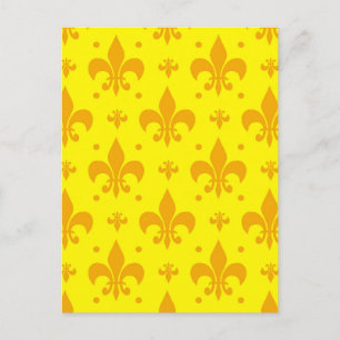 Gult Fleur-de-lis Mönster Design Vykort