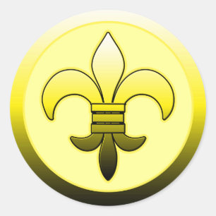 Gult Fleur de Lis Stickers Runt Klistermärke
