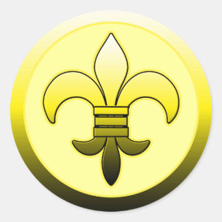 Gult Fleur de Lis Stickers Runt Klistermärke