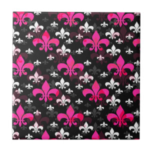 Gult Fleur De Lis Yta Mönster Design Kakelplatta