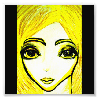 Gult-flicka 6 x 6 fotoutskrift fototryck