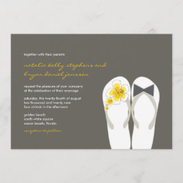 Gult Flinflip flops Beach Wedding Inbjudan