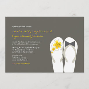 Gult Flinflip flops Beach Wedding Inbjudan