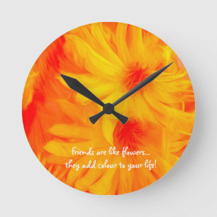 GULT FLOWER ABSTRACT DESIGN ROUND ACRYLIC CLOCK RUND KLOCKA